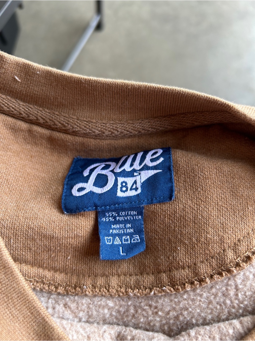 Blue 84 Tan Crewneck Sweatshirt with Maroon Graphic - Picture 3 of 3